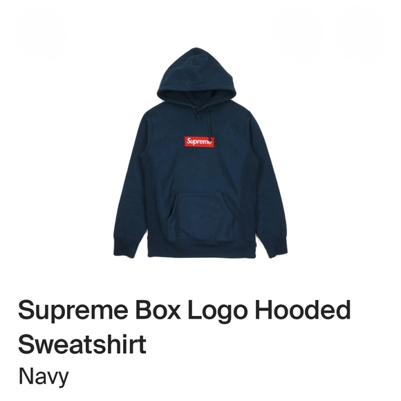 Supreme Box Logo Navy Hoodie - Picture 1 of 5